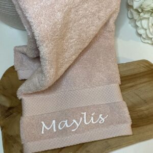 coffret pause douceur - serviette rose personnalisée